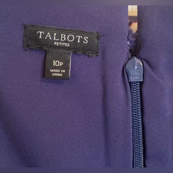 Talbots 10P Green Pink & Navy Lined Cotton Sheath Dress - Picture 5 of 10